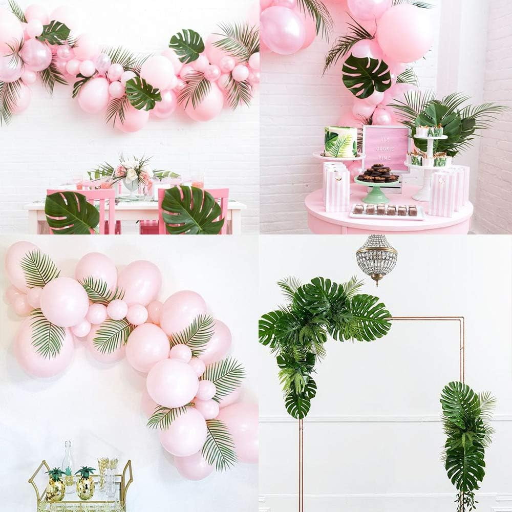TETOU 8Pcs Artificial Palm Leaves, Stems Greenery Tropical Palm Tree Leaves Plants, Faux Monstera Leaves for Palm Sunday Floral Arrangement Hawaiian Luau Jungle Beach Wedding Party