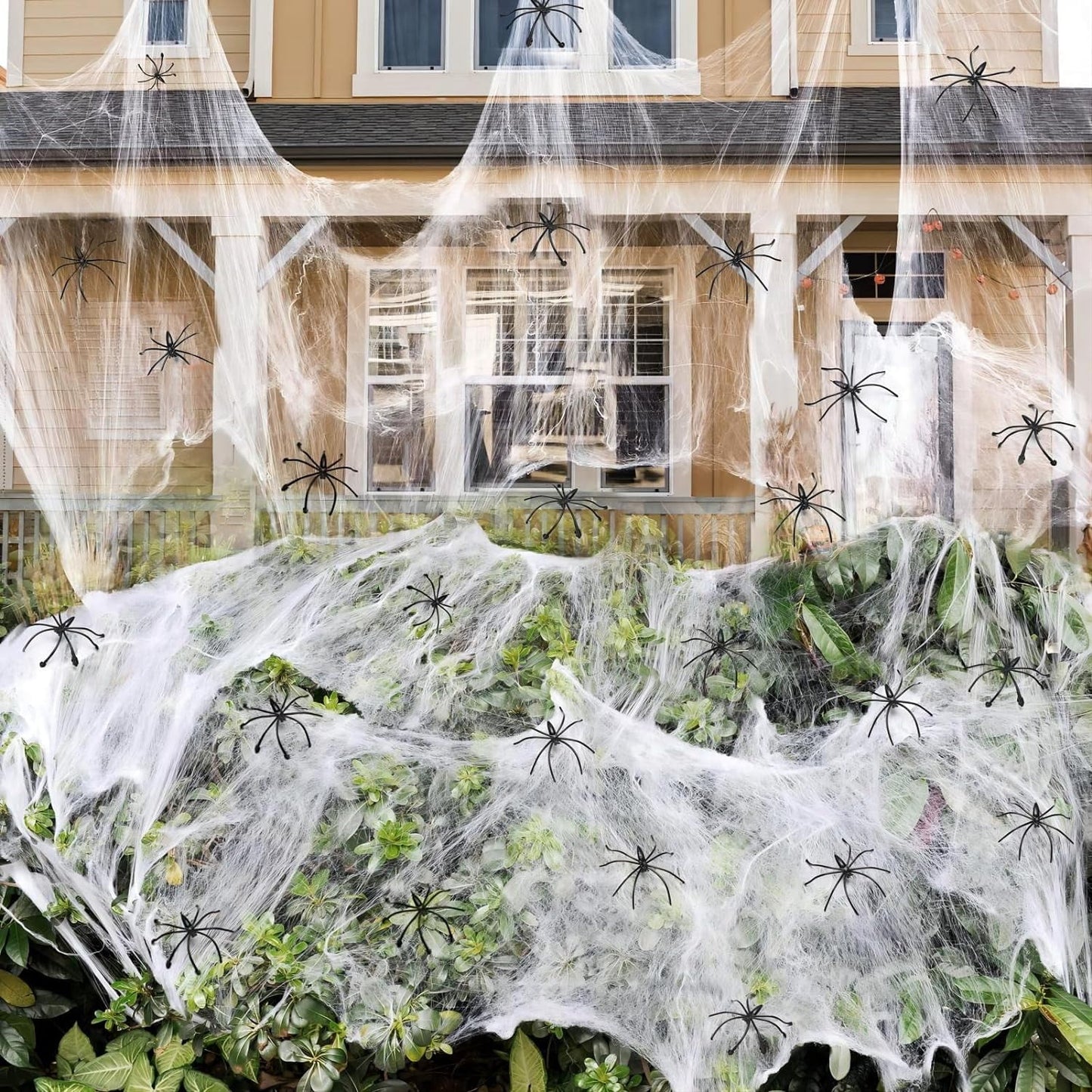 TETOU Spider Webs Hallowe'en Decorations Bonus, 300g Super Stretch Cobwebs for Hallowe'en Indoor and Outdoor Party Supplies - White