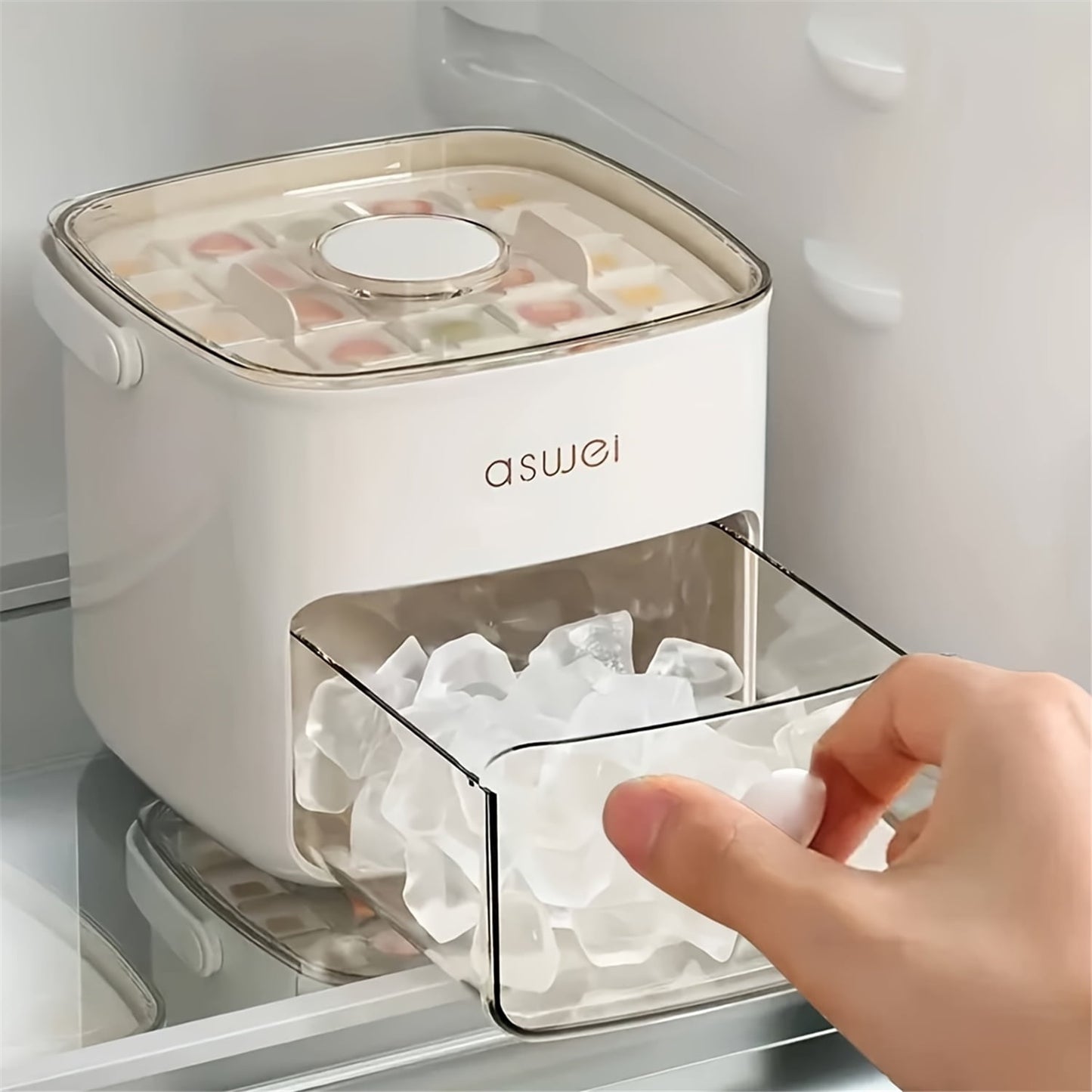 TETOU Large Capacity Ice Cube Mold 48 Ice Trays Easy-Press Ice Cube Mold,Double Layer, Food-Grade Plastic Ice Storage Tray for Freezer(white)