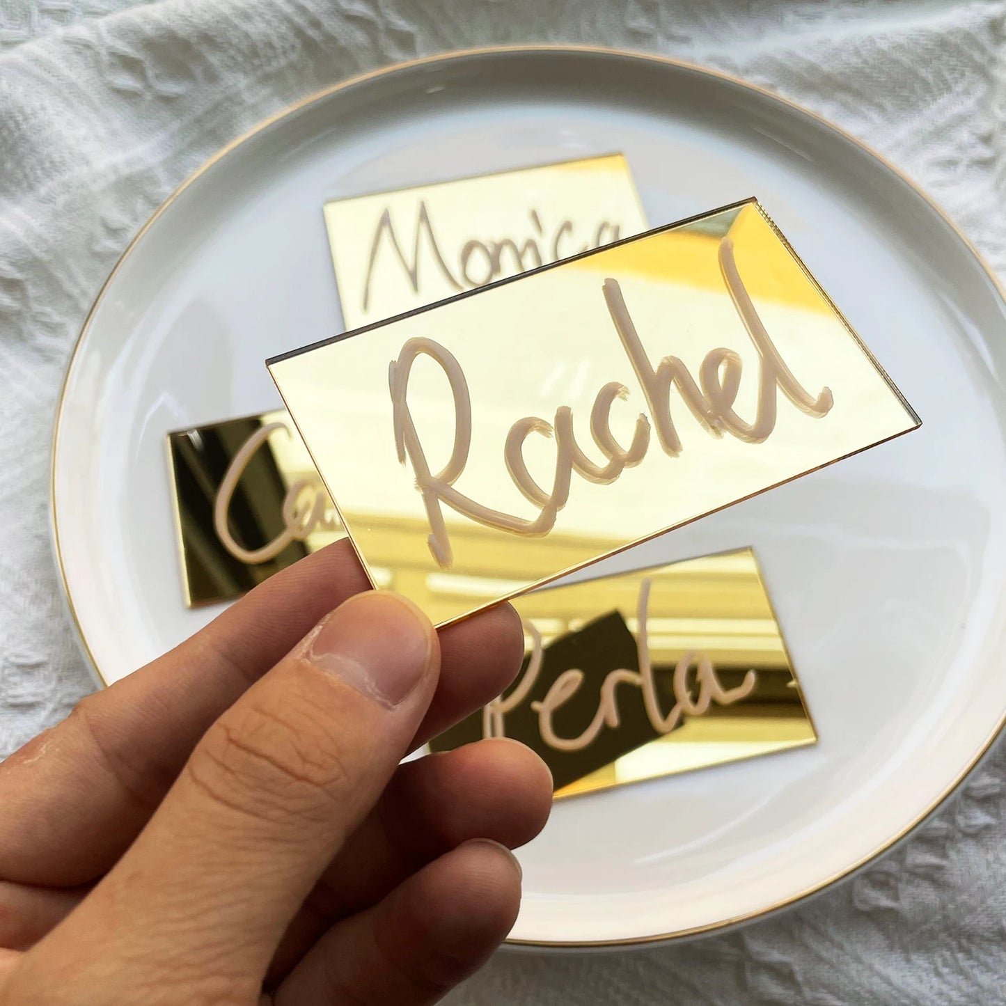 50Pcs Golden Acrylic Table Place Card for Wedding DIY Table Seating Cards Wedding Supplies Decoration