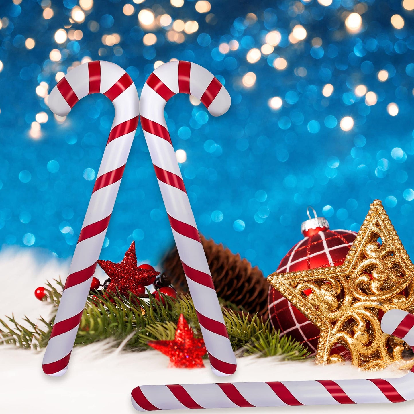 6 Pieces Inflatable Christmas Candy Cane Candy Canes Stick Balloons Outdoor Candy Canes Decoration for Christmas Decoration Crafts Supplies