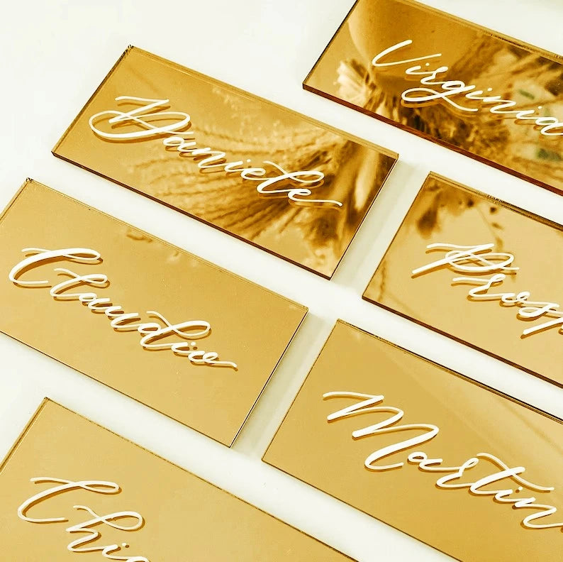 50Pcs Golden Acrylic Table Place Card for Wedding DIY Table Seating Cards Wedding Supplies Decoration