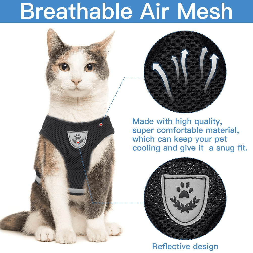 TETOU Cat Harness and Leash Set for Walking Adjustable Vest with Reflective Strap for Pet Kitten Puppy