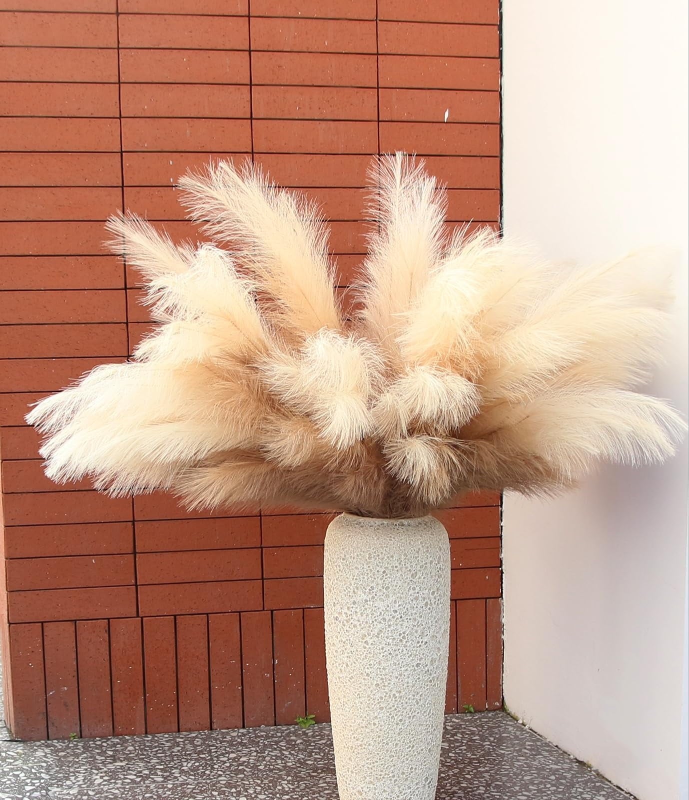 TETOU 7pcs Faux Pampas Grass 38"/3.1FT Tall Floral Large Artificial Pompous Grass Branches for Vase Filler Home Boho Decor - Mixed Brown