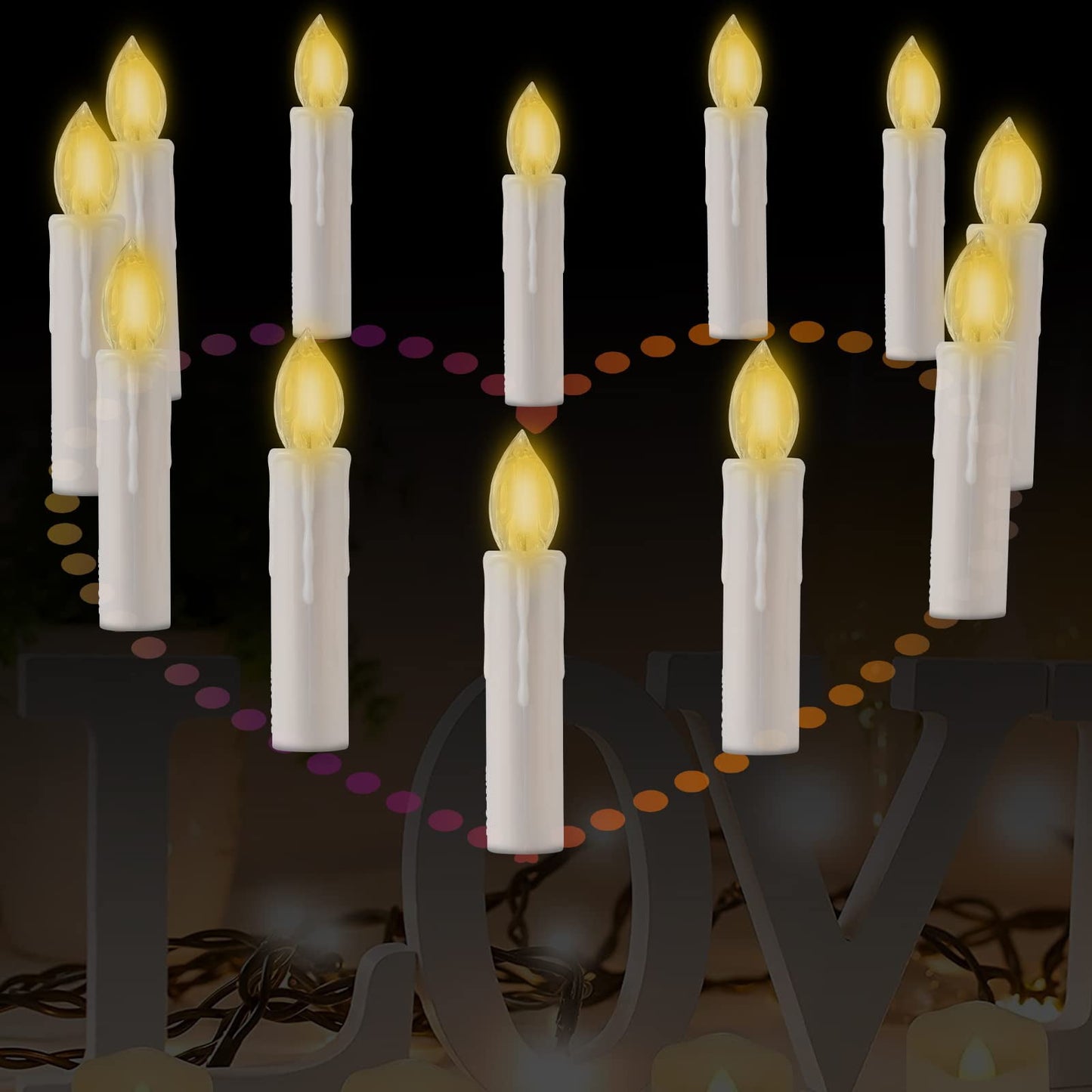 TETOU Flameless Candles Christmas Tree Decor Led Flickering Lights Battery Operated with Remote Timer/Clips Christmas Trees Decor