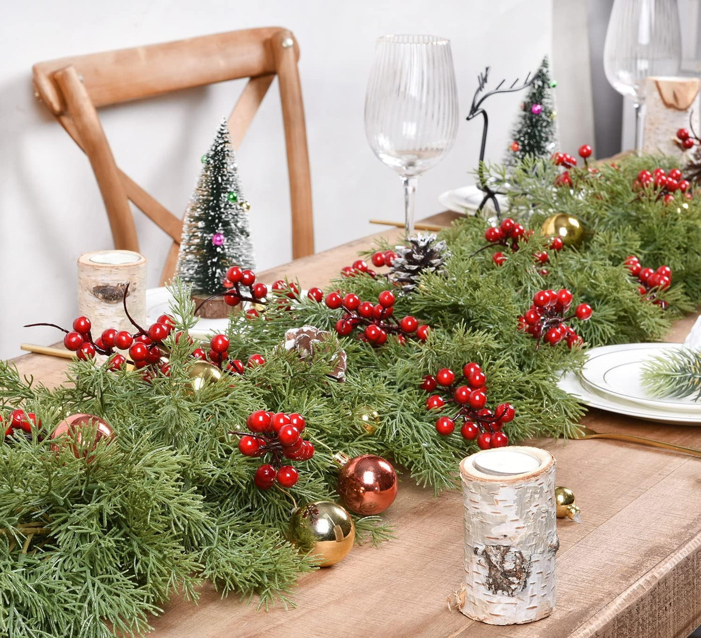 TETOU 6.5ft Christmas Pine Cypress Artificial Greenery Garland, Fake Pine Christmas Garland for Holiday Mantel Fireplace Centerpiece Decoration(not include pine cones or other decorations