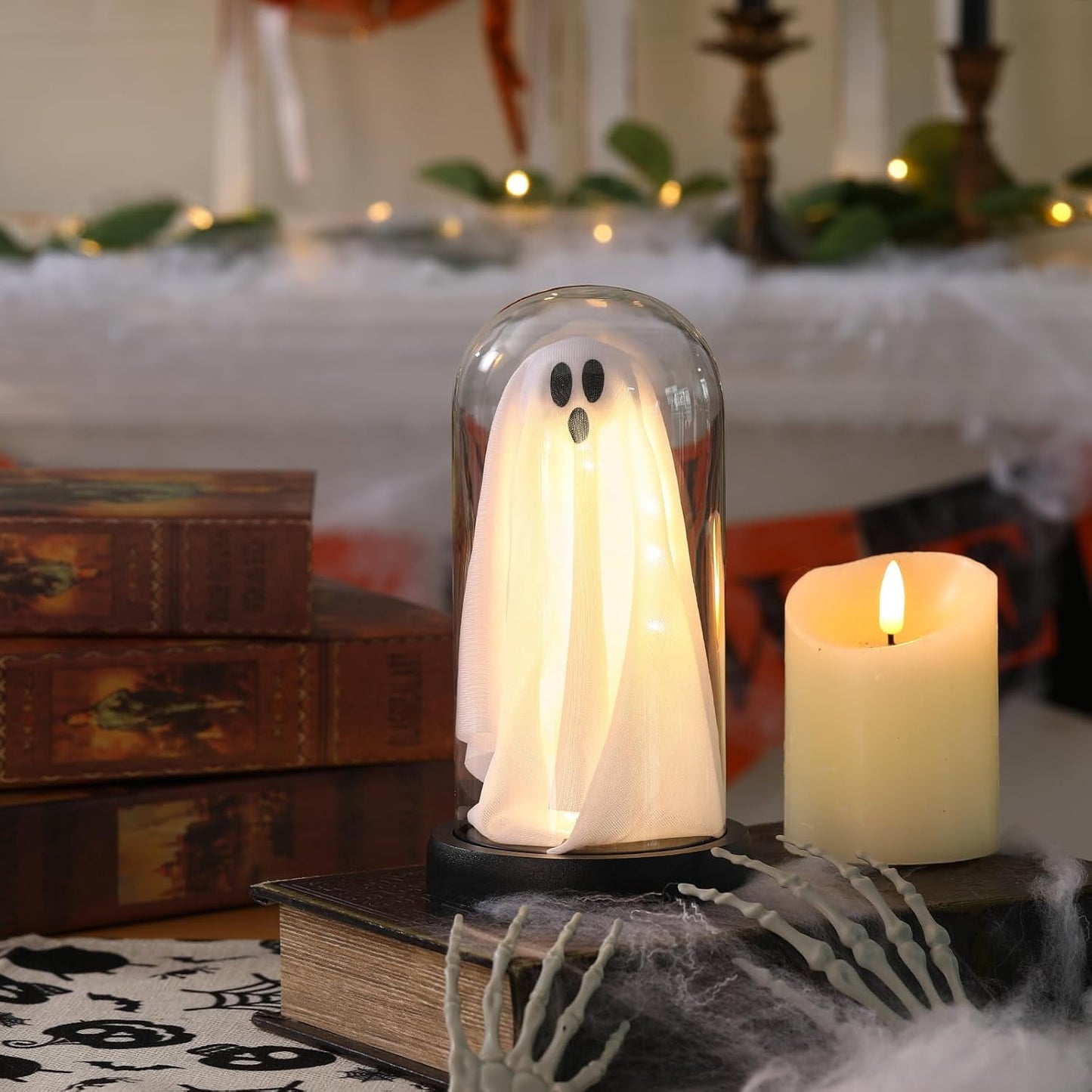TETOU Halloween Indoor Decor,Cute Ghost with Light for Home Mantel Tabletop Halloween Indoor Party Decorations