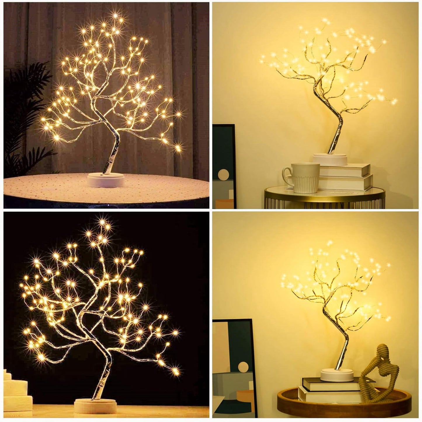 TETOU DIY Artificial Tree Lamp, 20" 108 LED Tabletop Bonsai Tree Light, Battery(not included)/USB Operated Lamps for Living Room Bedroom Christmas Home Gifts House Decor - Warm White Remote Control
