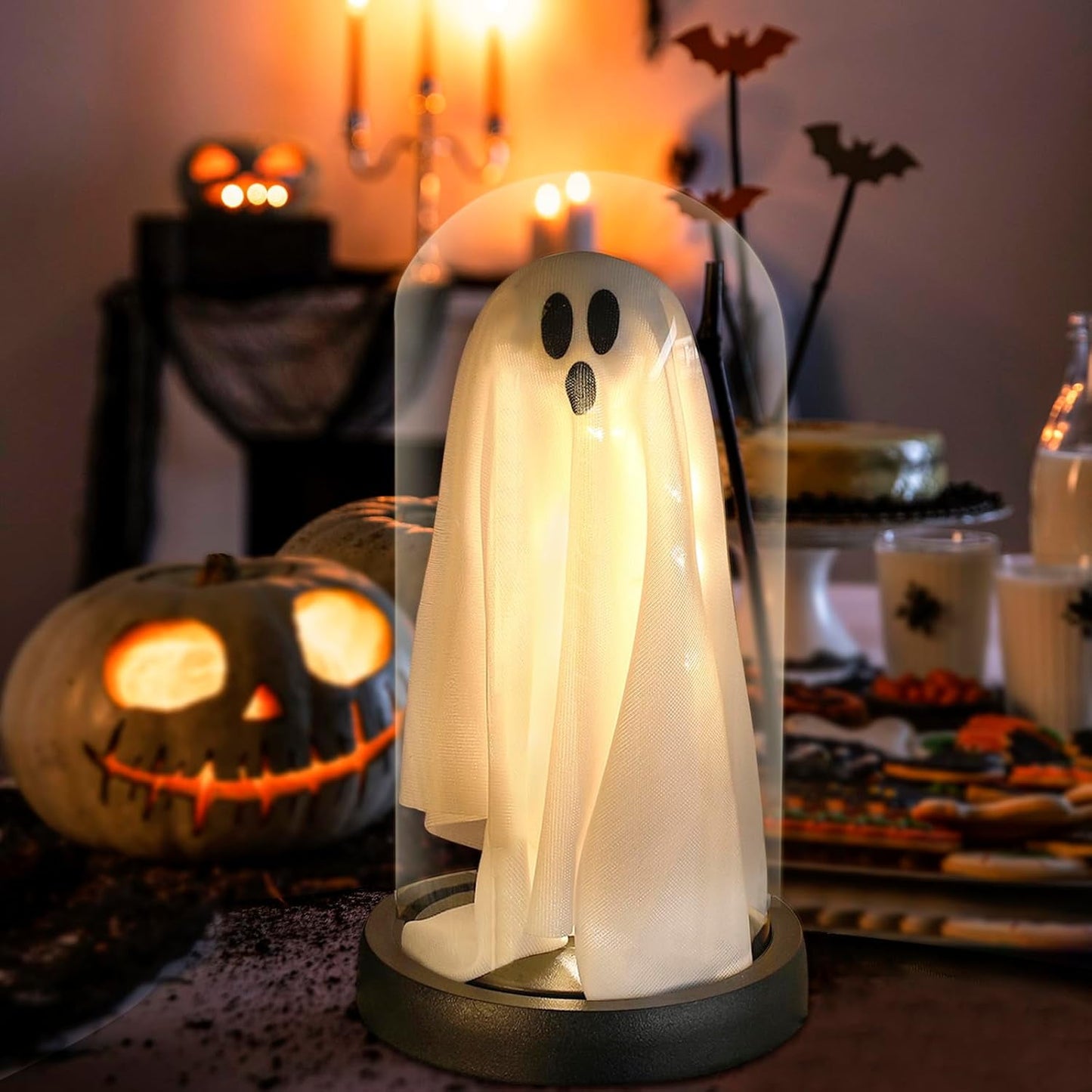 TETOU Halloween Indoor Decor,Cute Ghost with Light for Home Mantel Tabletop Halloween Indoor Party Decorations