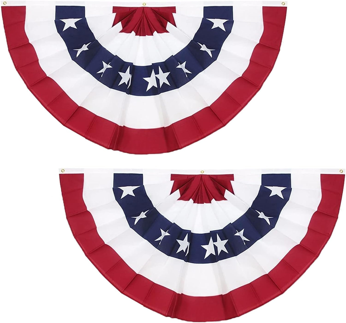 TETOU 4Pcs 3 x 6 Ft American Pleated Fan Flag, USA Patriotic Half Fan Bunting Flag, 4th of July Decorations Flags (Set of 4)