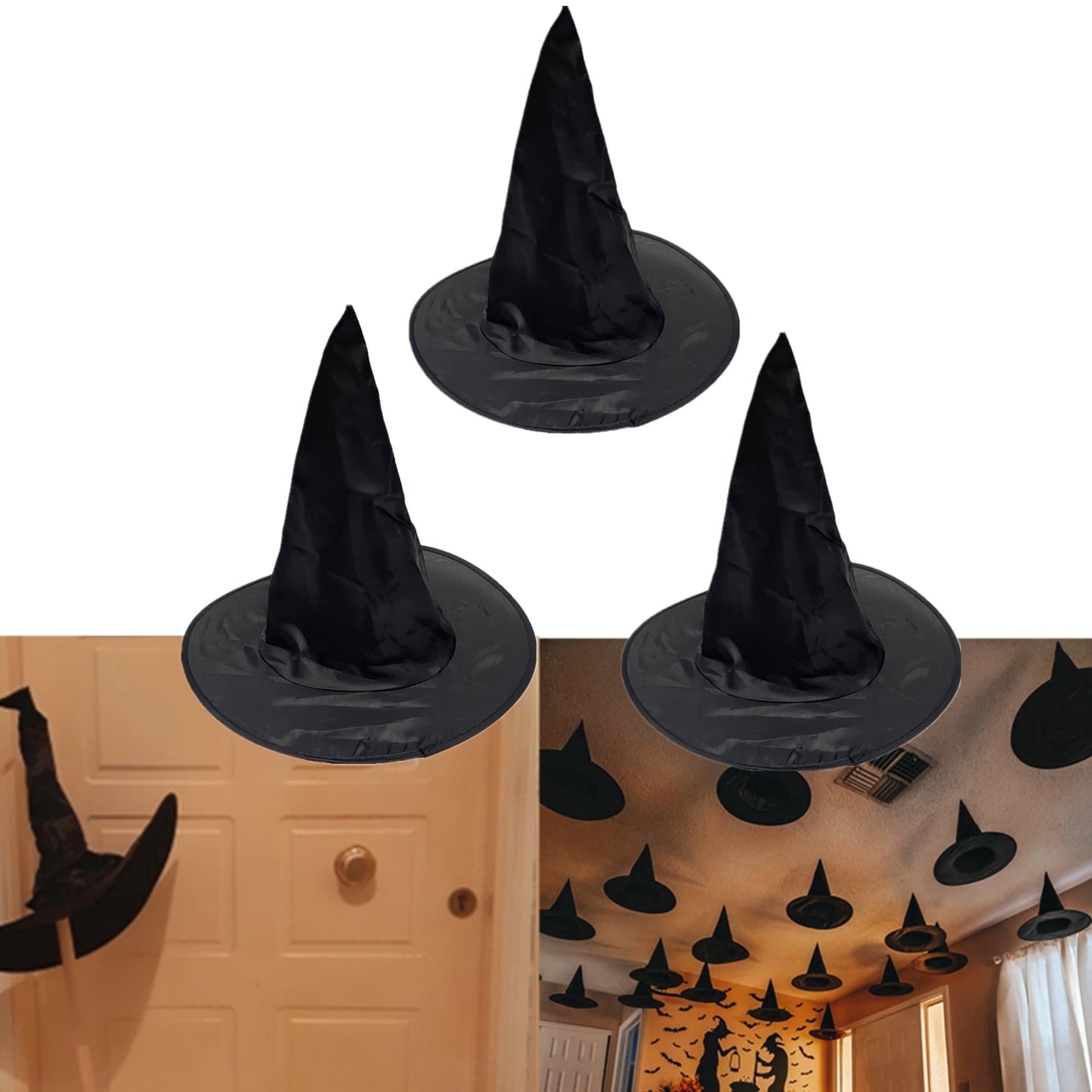 TETOU 5Pcs Halloween Witch Hats, 14.96" Halloween Costume Accessory Witch Hat for Adult Halloween Party Decorations