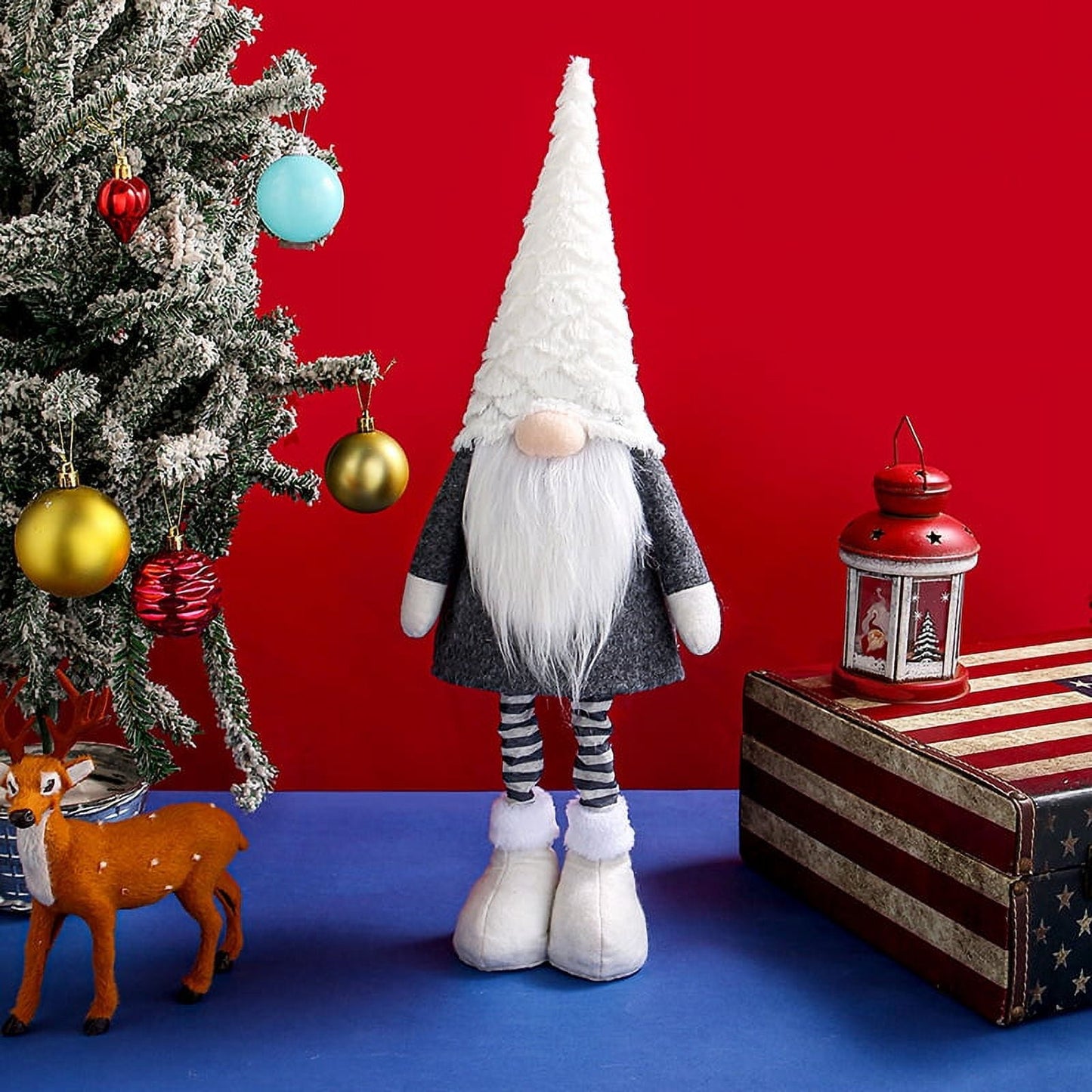 TETOU Christmas Gnomes 23In Large Gnome Plush Swedish Gnome for Scandinavian Christmas Holiday Home Decor (Grey)