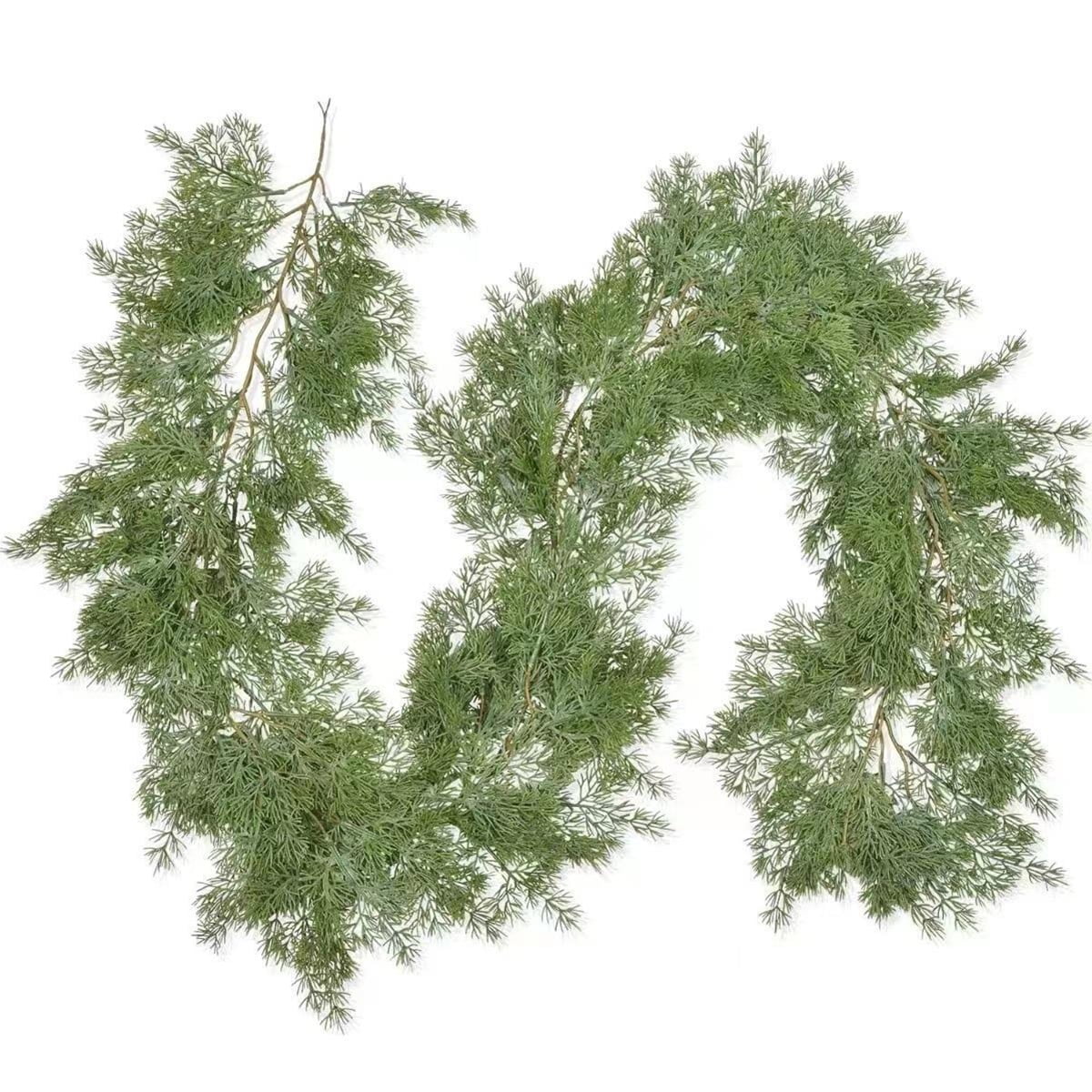 TETOU 6.5ft Christmas Pine Cypress Artificial Greenery Garland, Fake Pine Christmas Garland for Holiday Mantel Fireplace Centerpiece Decoration(not include pine cones or other decorations