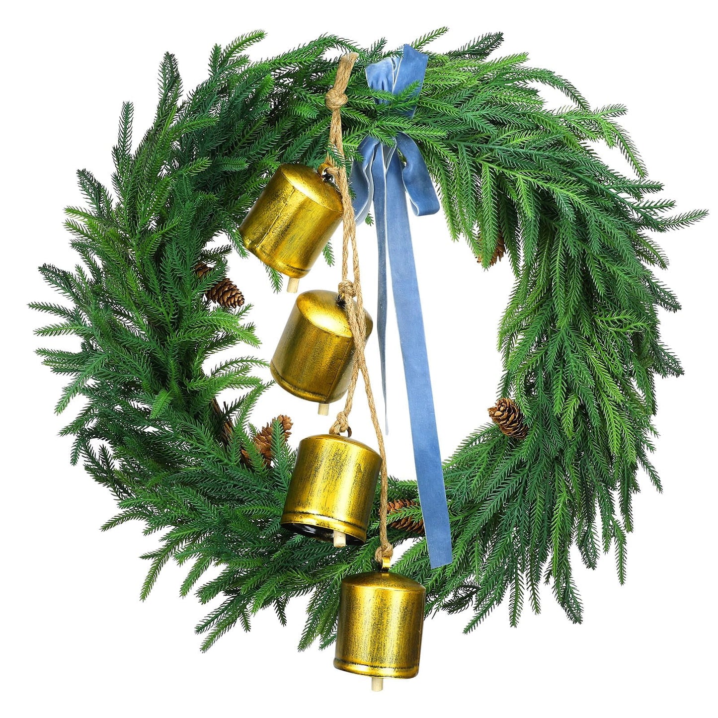 TETOU Christmas Norfolk Pine Garland 24" Diameter Faux Pine Greenery Wreath Fireplace Wall Home Decor