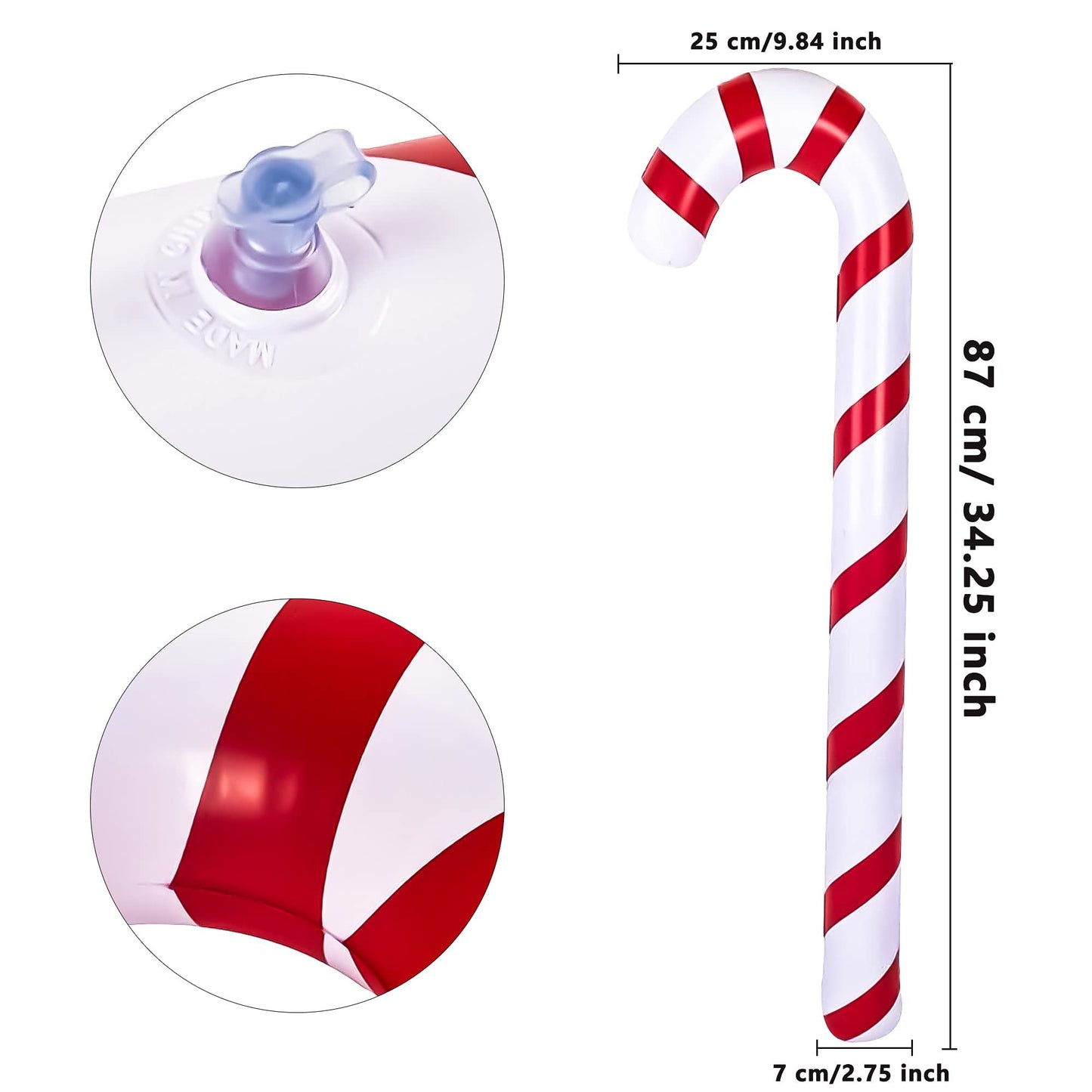 6 Pieces Inflatable Christmas Candy Cane Candy Canes Stick Balloons Outdoor Candy Canes Decoration for Christmas Decoration Crafts Supplies