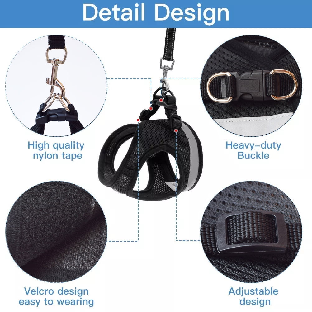 TETOU Cat Harness and Leash Set for Walking Adjustable Vest with Reflective Strap for Pet Kitten Puppy