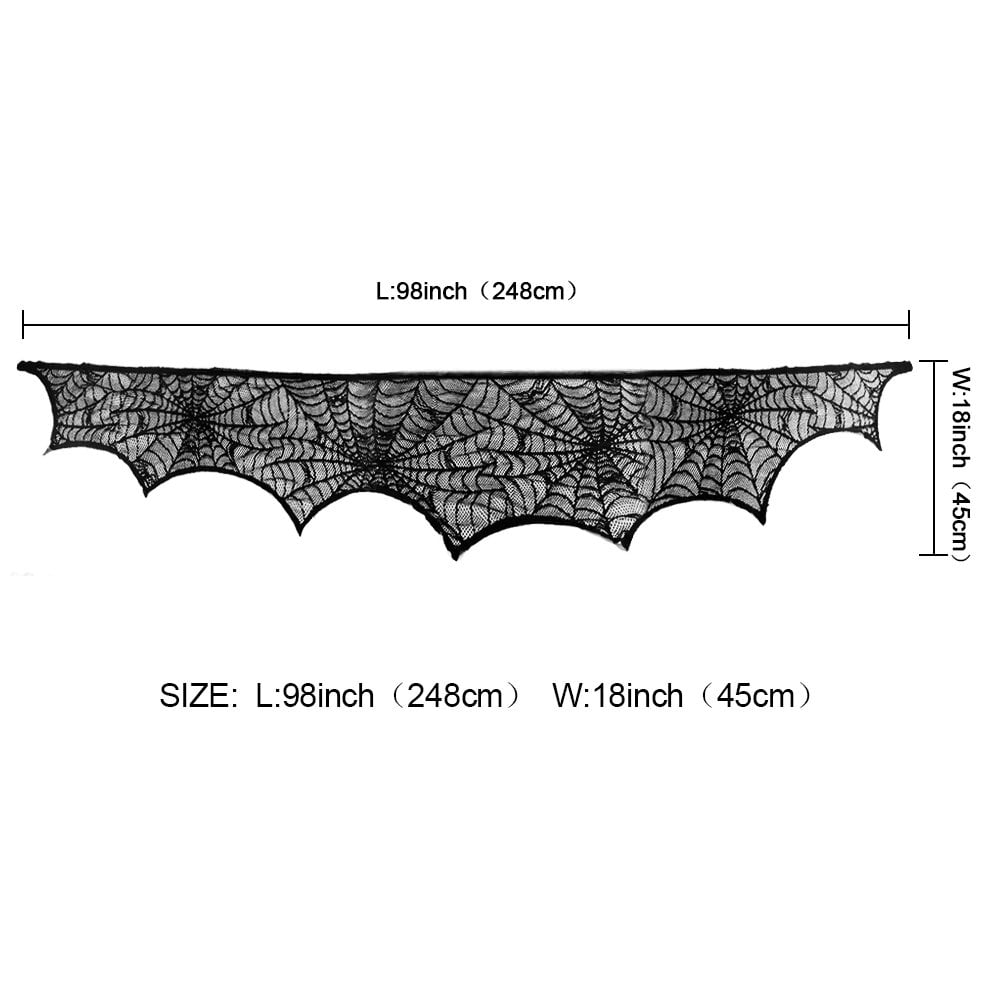 Halloween Decoration Black Lace Spiderweb Fireplace Mantle Scarf Cover Festive Party Supplies
