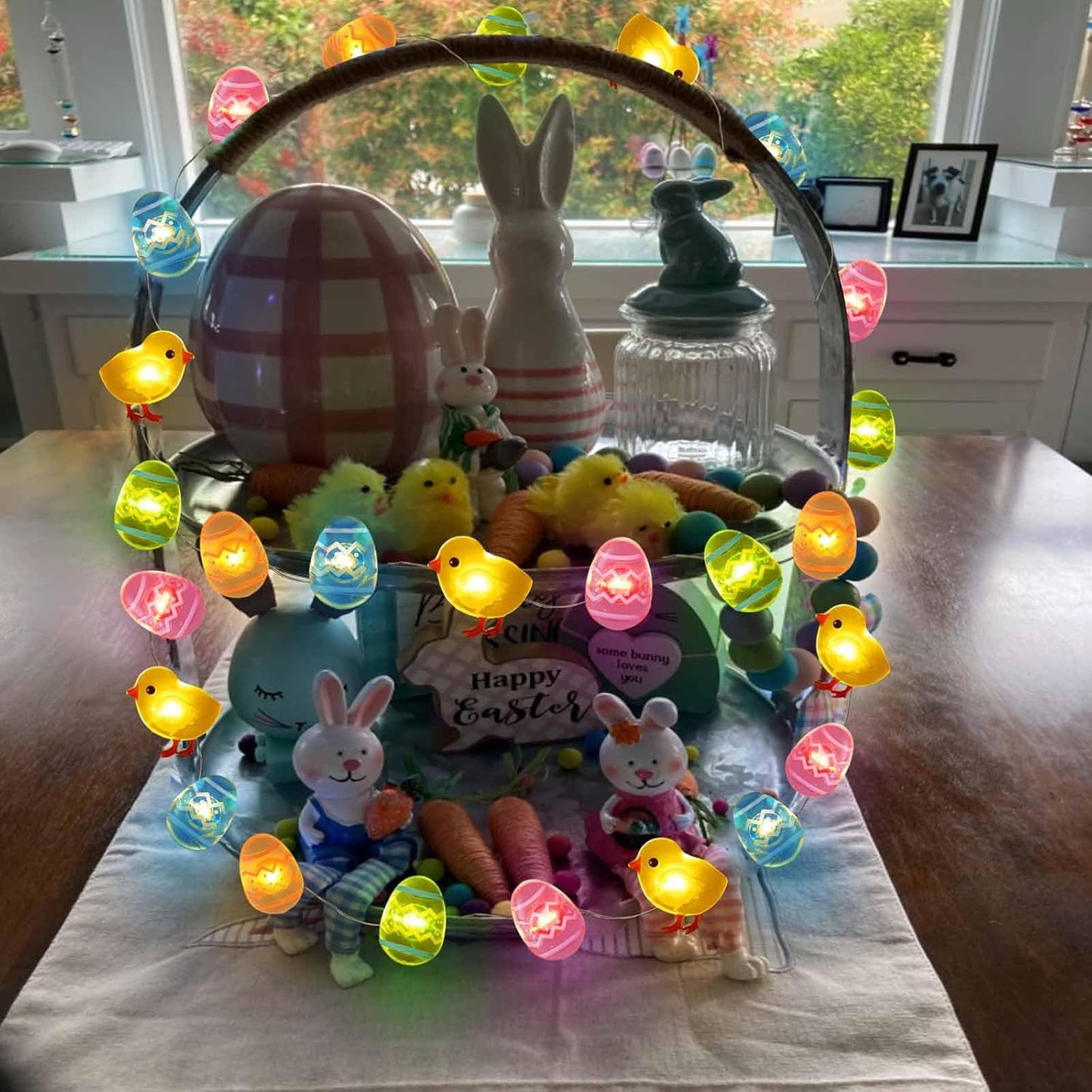 TETOU 13Ft 40Led Egg Easter Light String,Battery Operated Mini Lighted Eggs Spring Easter Garland for Tree Home Fireplace Easter Party Indoor Outdoor Decoration