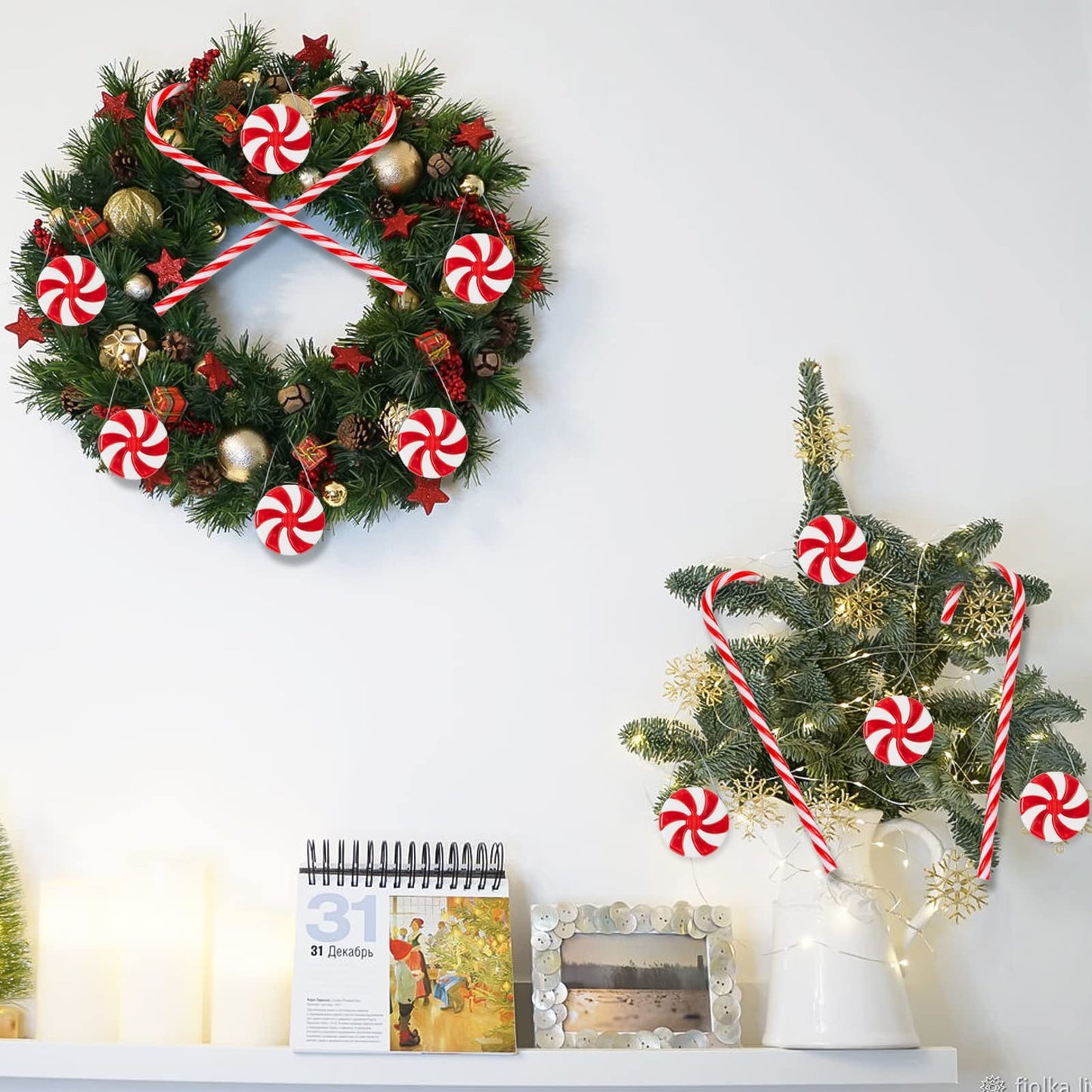 TETOU Christmas Plastic Candy Cane Red White Candy Canes for Christmas Tree Hanging Ornament Home Xmas DIY Craft Decoration
