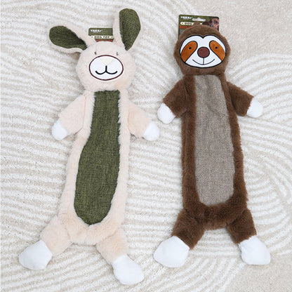 TETOU 2Pcs Dog Chew Toys for Aggressive Chewers,No Stuffing Crinkle Squeaky Dog Toys for Large Medium Puppy (Bunny & Sloth)