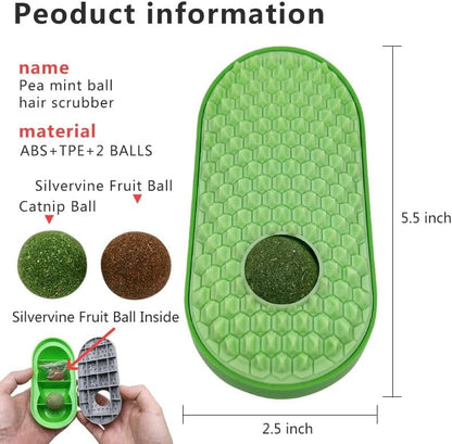 TETOU 2Pcs Catnip Toys Balls That Stick on Wall, Rotatable Cat Toy Ball, Catnip Wall Balls for Cats Lick - Yellow
