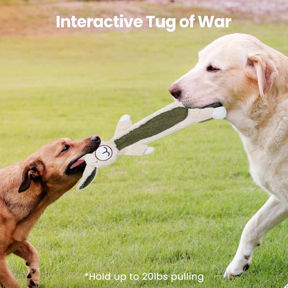 TETOU 2Pcs Dog Chew Toys for Aggressive Chewers,No Stuffing Crinkle Squeaky Dog Toys for Large Medium Puppy (Bunny & Sloth)
