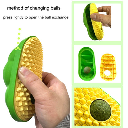 TETOU 2Pcs Catnip Toys Balls That Stick on Wall, Rotatable Cat Toy Ball, Catnip Wall Balls for Cats Lick - Yellow