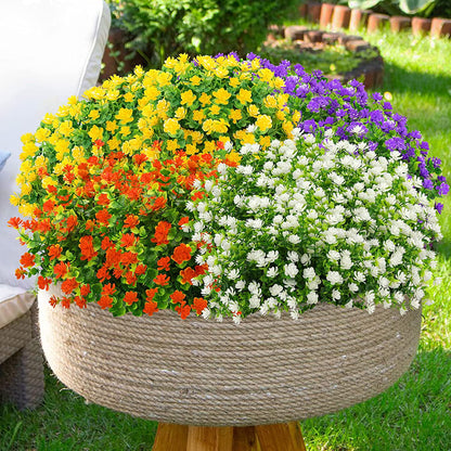 TETOU 6 Bundles Eucalyptus Camellia Artificial Flowers Outdoor Plastic Plants Decor - Yellow