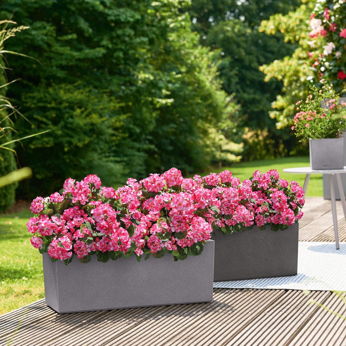 TETOU 6pcs Outdoors Artificial Fake Geranium Flowers, UV Resistant Faux Silk Geranium Flowers for Spring Summer Outside Planter Garden Home Yard Kitchen Table Centerpieces Decoration(Pink)