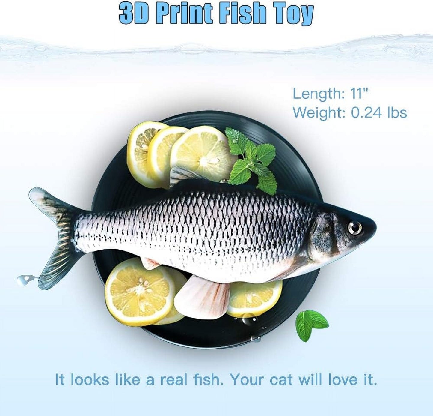 TETOU 2 Pack 11" Interactive Fish Cat Toys Flopping Fish with SilverVine and Catnip Moving Cat Kicker Cat Toys for Indoor Cats Puppy Play Chase Exercise Activity