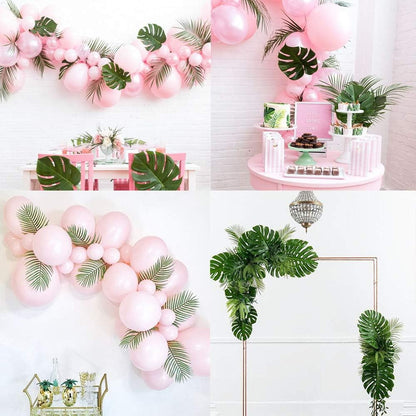 TETOU 8Pcs Artificial Palm Leaves, Stems Greenery Tropical Palm Tree Leaves Plants, Faux Monstera Leaves for Palm Sunday Floral Arrangement Hawaiian Luau Jungle Beach Wedding Party