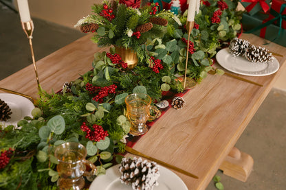 TETOU 6.3ft Christmas Garland Artificial Pine Cypress Eucalyptus Berries Greenery Garland Holiday Decor