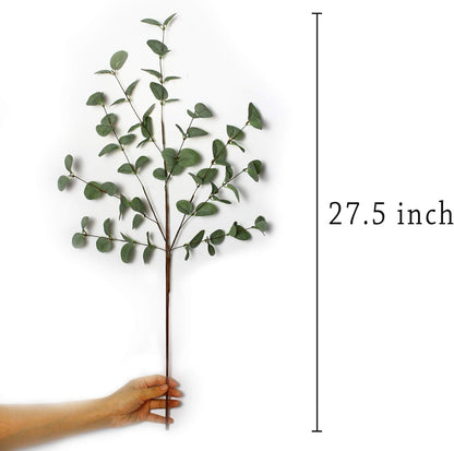 TETOU 3 Pcs 27" Artificial Eucalyptus Stems, Eucalyptus Leaf Greenery Stems Fake Plants Floral for Vase Filler Home Party Wedding Indoor Decoration