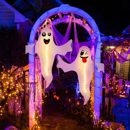TETOU 2pcs Hanging Ghost Lighted Hallowmas Tree Hugger Friendly Spooky Lighted Ghost for Outdoor Yard Party Halloween Decor