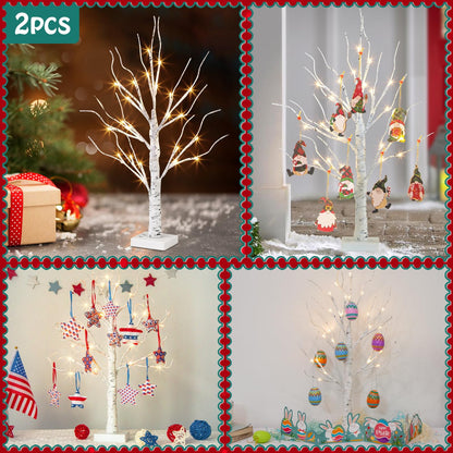 TETOU Valentines Day Decor 2ft Birch Tree with LED Lights Fairy Light Spirit Tree for Home Indoor Table Mantel Battery Powered