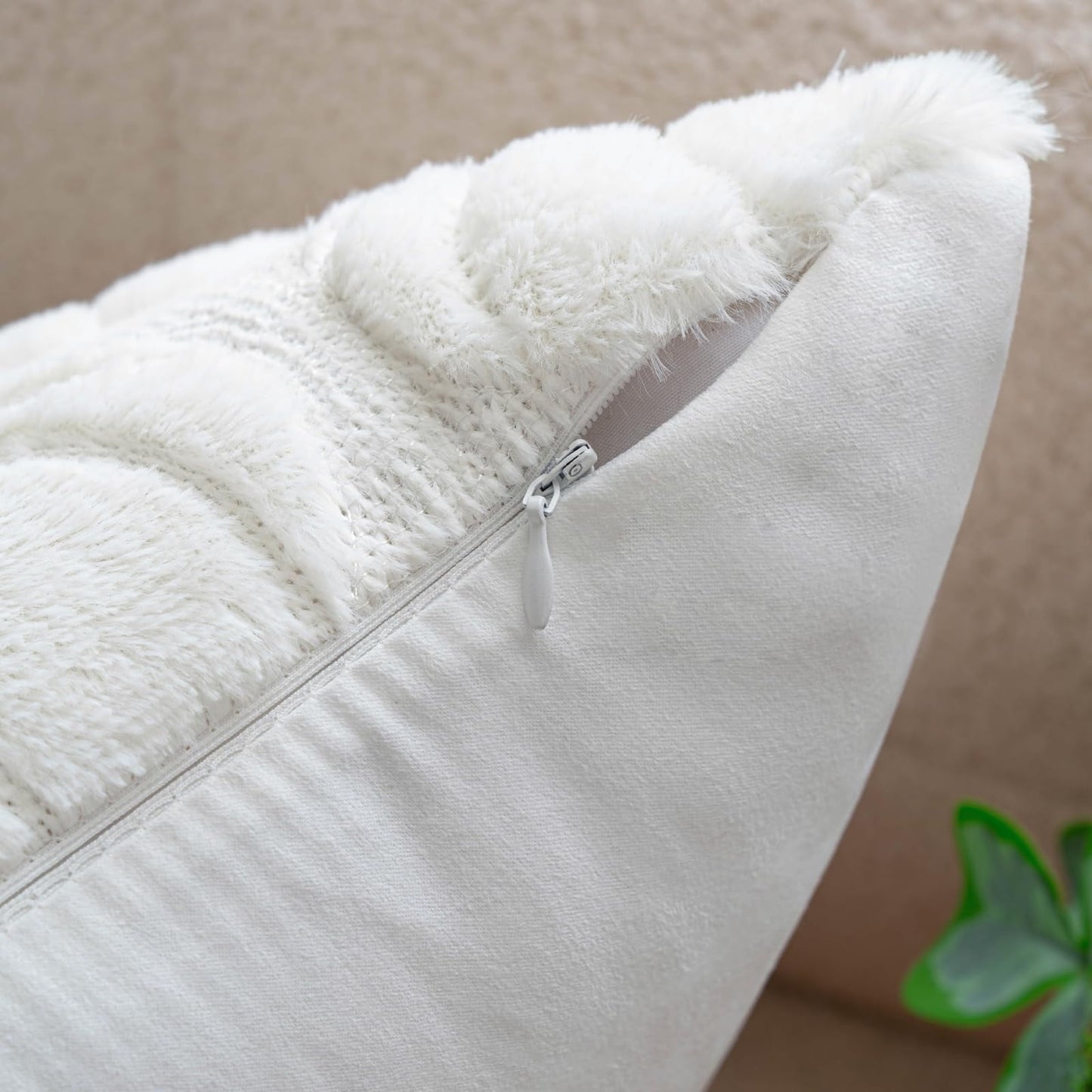TETOU Fall Pillow Covers,18"x18"Set of 2 Fall White Pumpkin Pillow Cases,Soft Faux Fur Wool Couch Cushion for Sofa Bedroom Living Room Home Farmhouse Fall Halloween Thanksgiving Decor
