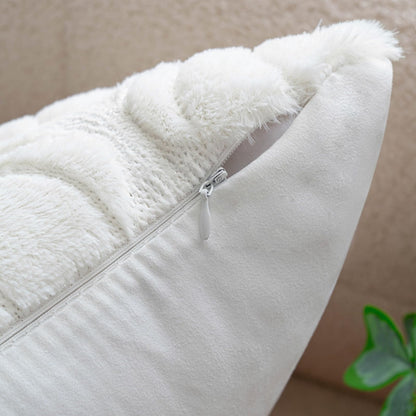 TETOU Fall Pillow Covers,18"x18"Set of 2 Fall White Pumpkin Pillow Cases,Soft Faux Fur Wool Couch Cushion for Sofa Bedroom Living Room Home Farmhouse Fall Halloween Thanksgiving Decor