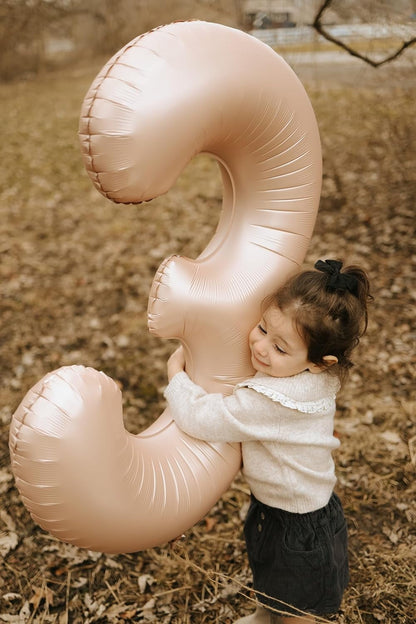 TETOU 40 Inch Cream / Light Brown Number Balloons, Large Big Digit Helium Foil Balloon for Birthday Party