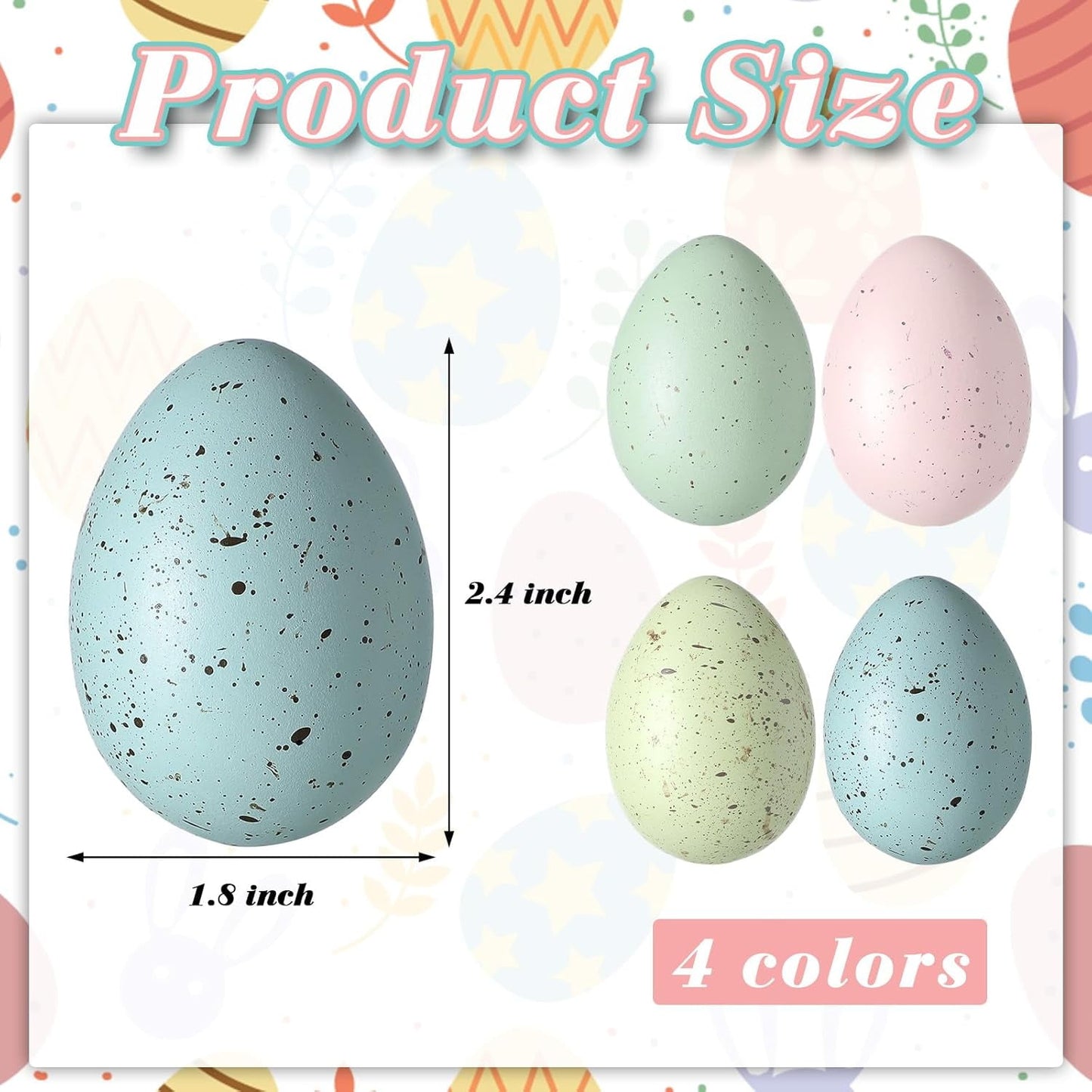 TETOU 16 Pcs Easter Egg Basket Stuffers,2.4in Decorative Easter Speckled  Eggs Plastic Bowl and Vase Filler for DIY Crafts Spring Displays Easter Party Decorations