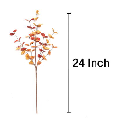 TETOU 6Pcs Fall Artificial Eucalyptus Stems,24In Fake Faux Eucalyptus Leaves Branche Plants for Home Floral Arrangement Vase Filler Party Thanksgiving Halloween Decoration