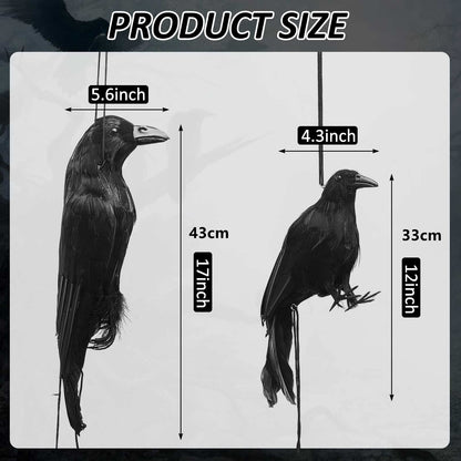 TETOU Halloween Realistic Hanging Dead Crows Decoy Fake Crows for Halloween Garden Tree Porch Terrify Decorations