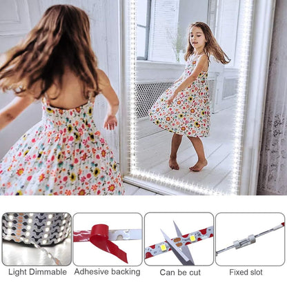 TETOU 13ft Led Vanity Mirror Lights Kit Bendable Make-up Mirror Cloakroom Adjustable Flexible Strip Light Table Set with Dimmer