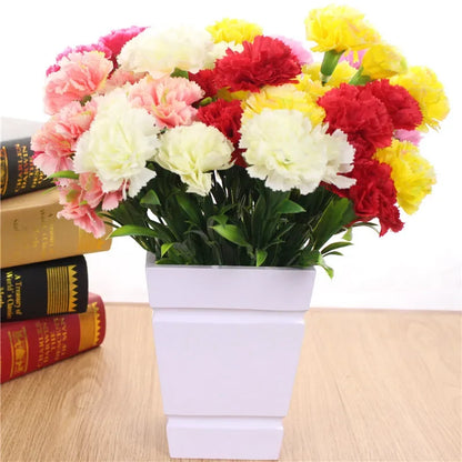 1 Bouquet Carnation,Outdoor UV Resistant No Fade Artificial Flower,Carnation Silk Forever Flowers for Home Party Wedding Decor