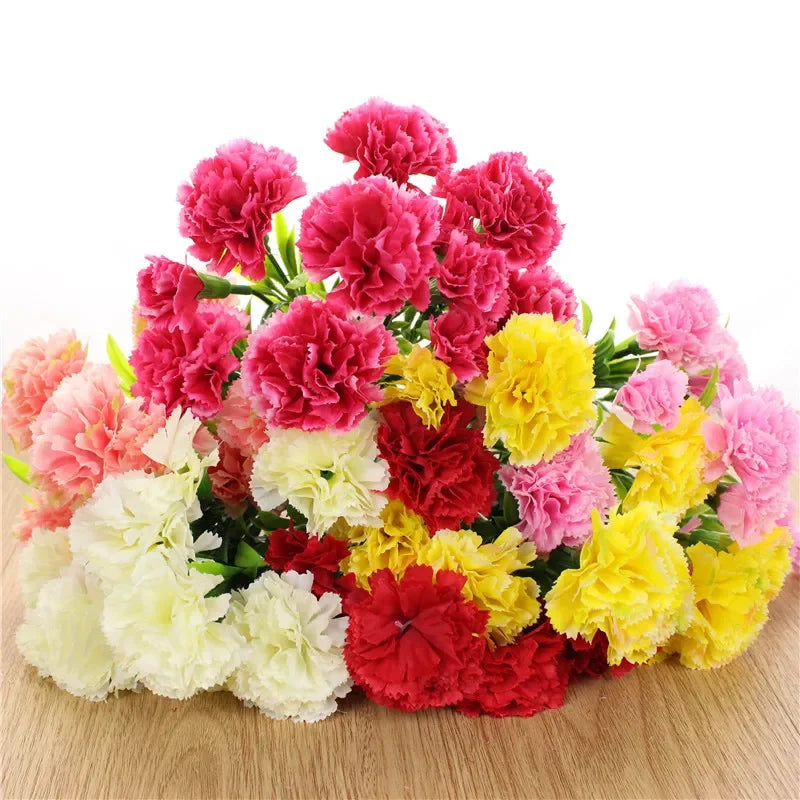 1 Bouquet Carnation,Outdoor UV Resistant No Fade Artificial Flower,Carnation Silk Forever Flowers for Home Party Wedding Decor
