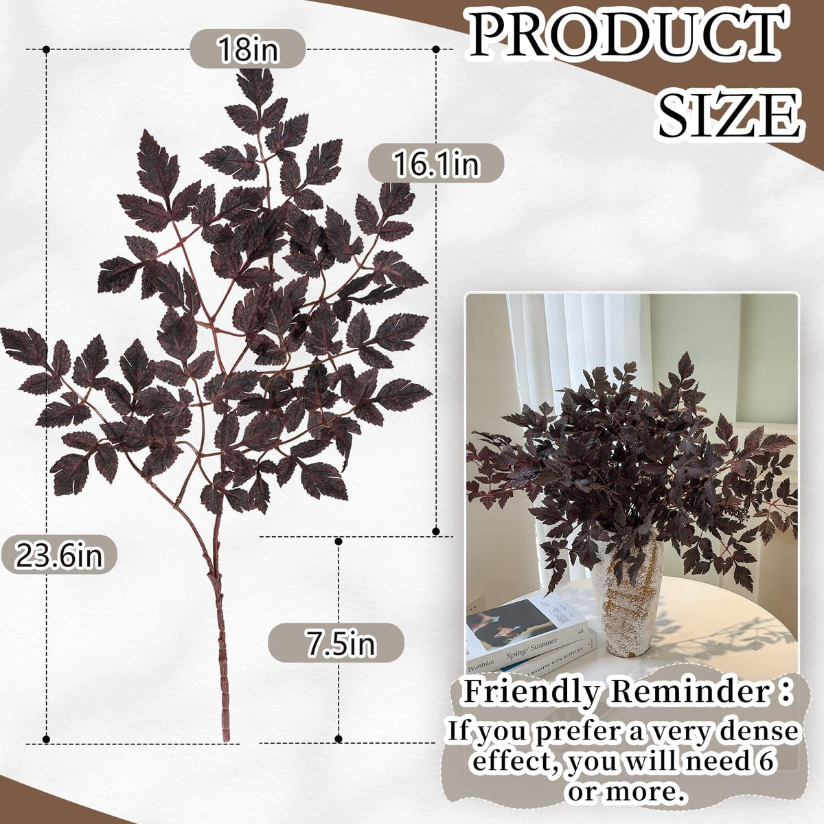 TETOU 3 Pcs 32" Artificial Cimicifuga Plant Leaf Stems,Fall Faux Plum Cimicifuga Ramosa Leaf Branch for Autumn Harvest Halloween Home Vase Wedding Farmhouse Table Mantel Decor