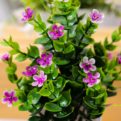 TETOU 4pcs Fake Plants - Small Artificial Greenery Potted Plants with Flowers,Mini Simulation Eucalyptus Plants for Home Office Bathroom Living Room Table Decor