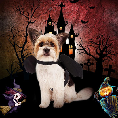 TETOU Dog Halloween Costume, Halloween Bat Fairy Wings Pet Harness Costumes for Dogs Cats Hallowe'en Party