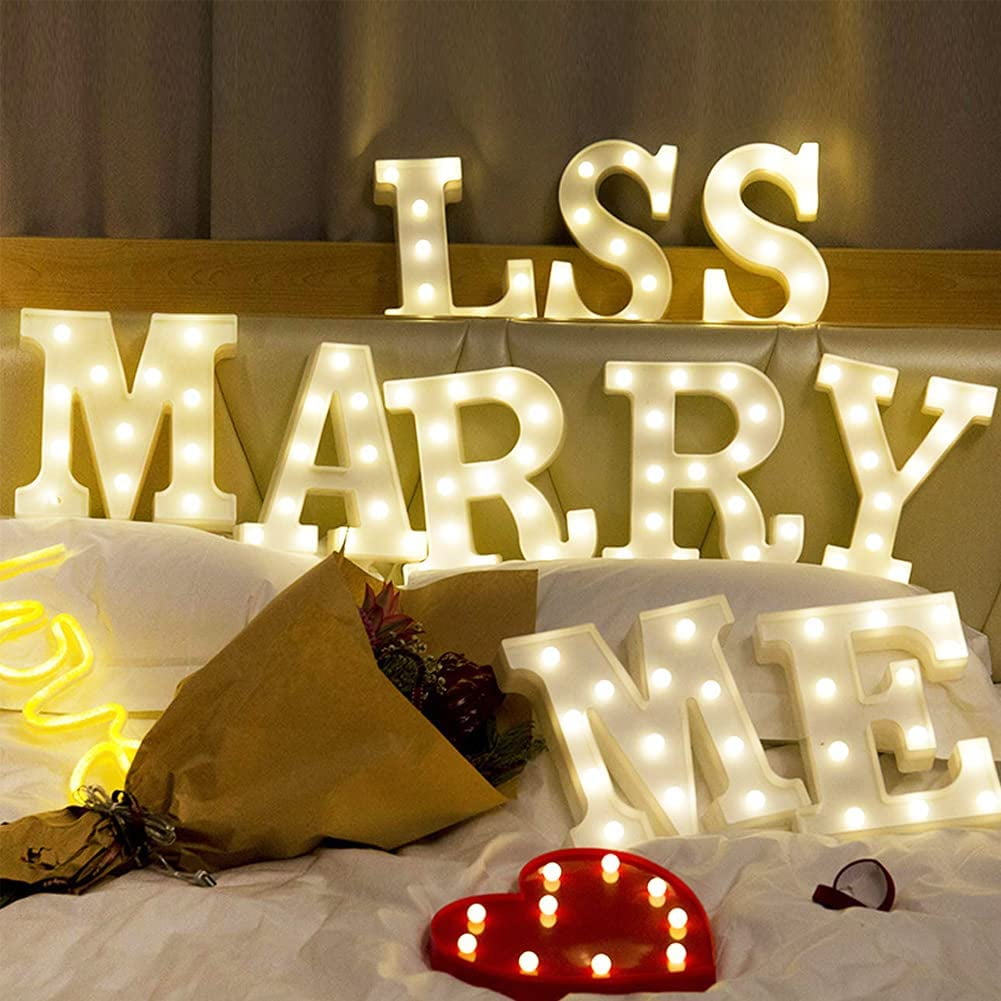 TETOU LED Letter Lights Luminous Letters Sign Home Decor for Wedding Birthday Party Christmas Battery Powered Decoration (A)