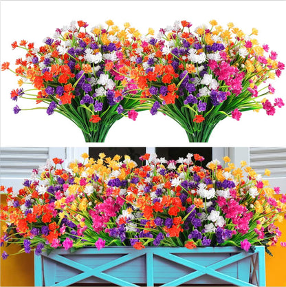 TETOU 10pcs Artificial Camellia Flowers for Outside UV Resistant Faux Flowers for Graveside Garden Home Wedding - Multicolor