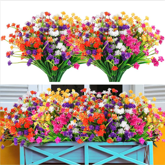 TETOU 10pcs Artificial Camellia Flowers for Outside UV Resistant Faux Flowers for Graveside Garden Home Wedding - Multicolor